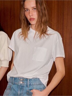 NWT ZARA Pocket T-shirt White XL